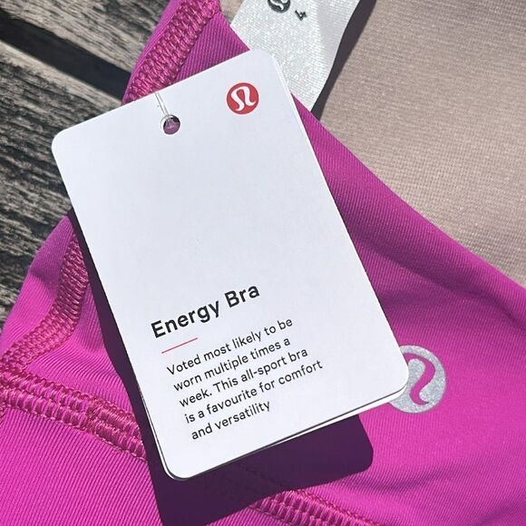 Lululemon Energy Bra Medium Support, B–D Cups Pow Pink size 4‎ NWT sports bra - Picture 6 of 8
